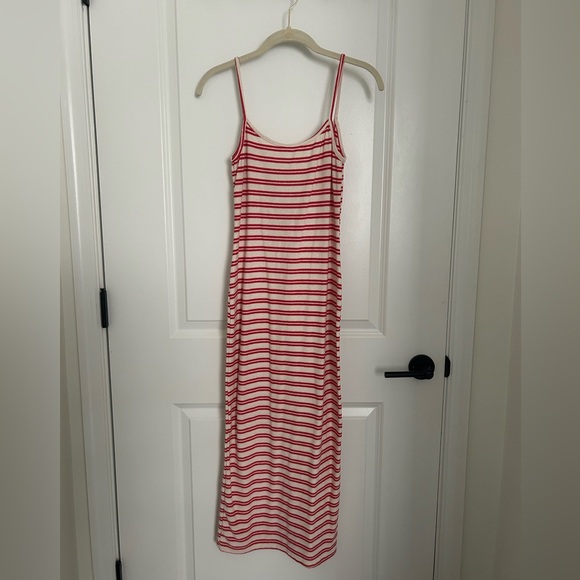 Zara Striped Spaghetti Strap Low Back Midi Dress Size Small - Picture 2 of 6